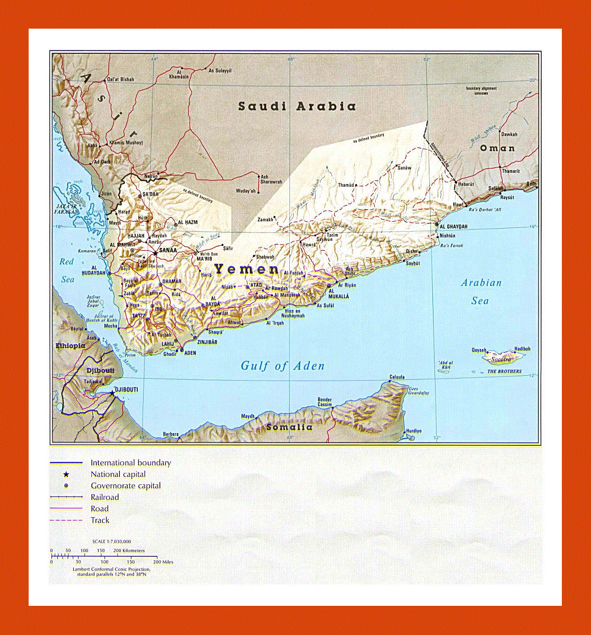 Political map of Yemen - 1993