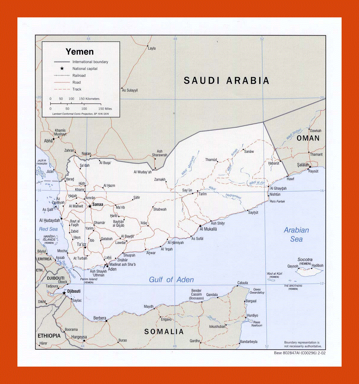 Political map of Yemen - 2002