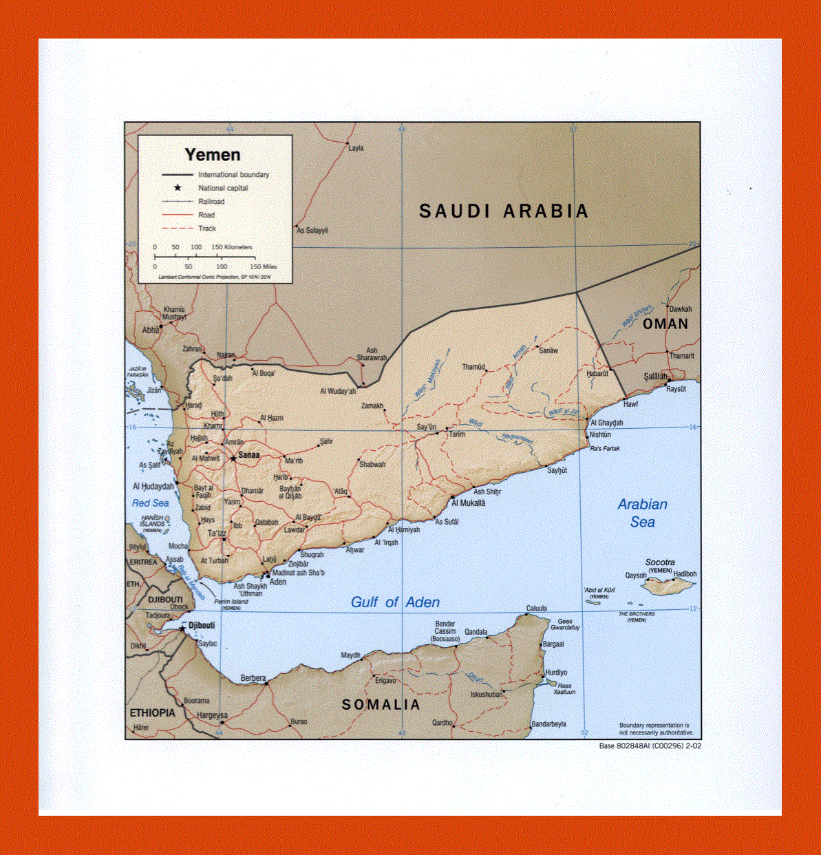 Political map of Yemen - 2002