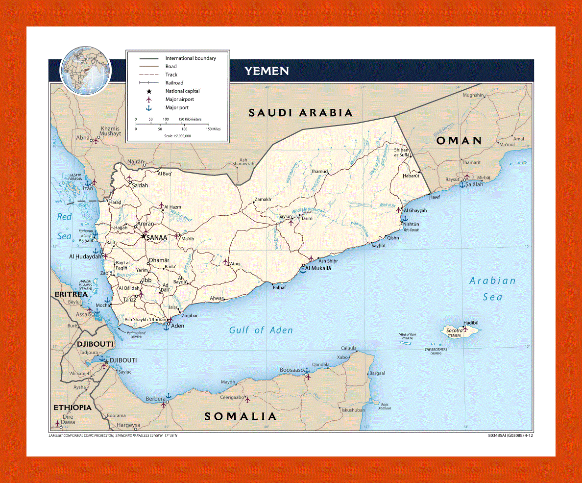Political map of Yemen - 2012