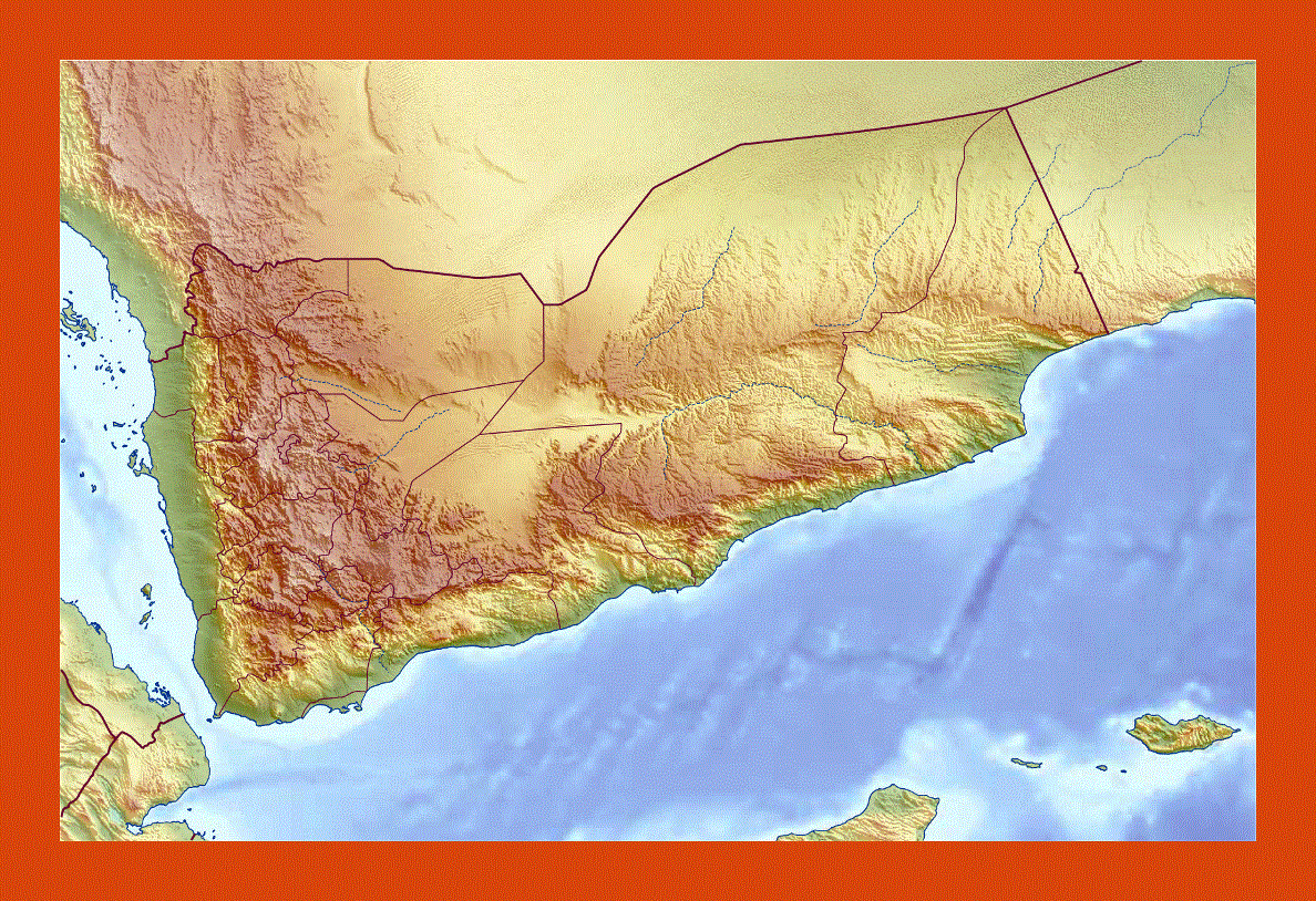 Relief map of Yemen