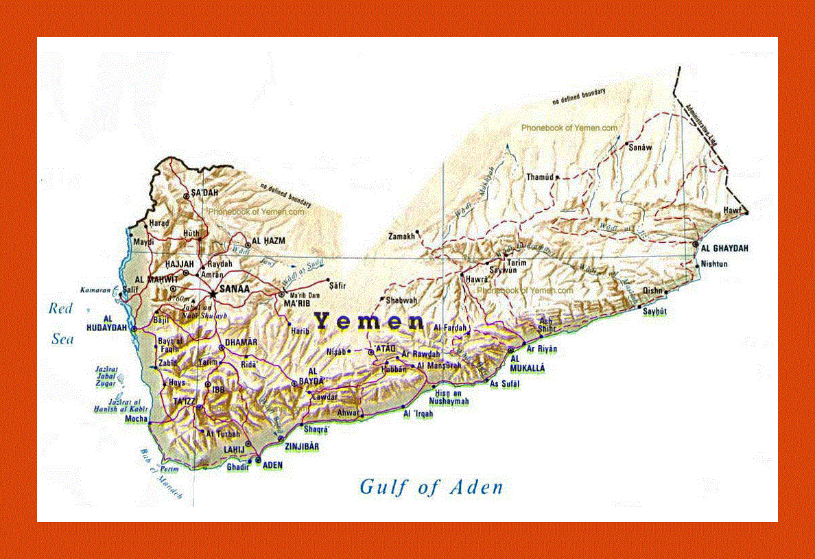 Relief map of Yyemen