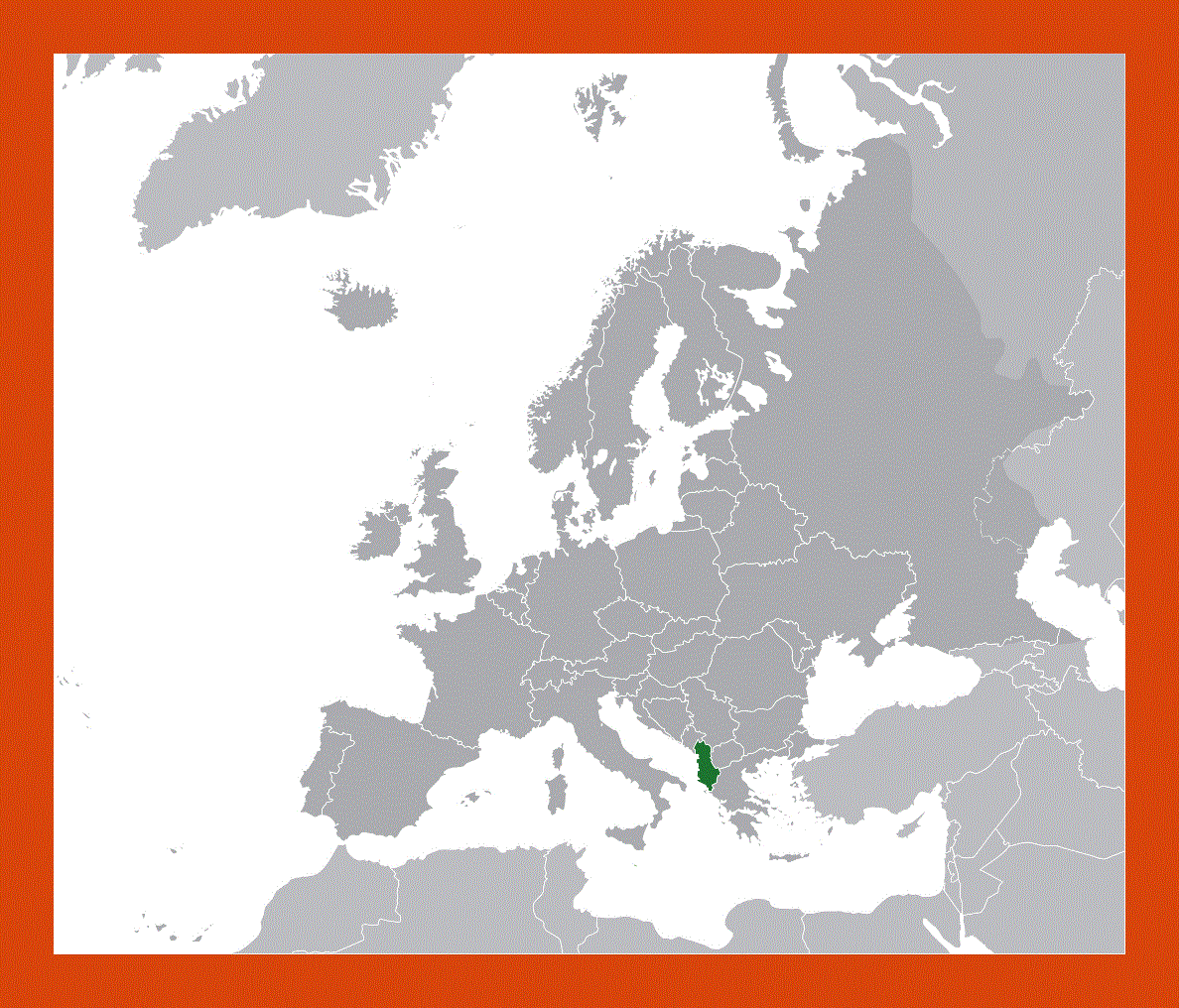 Location map of Albania in Europe
