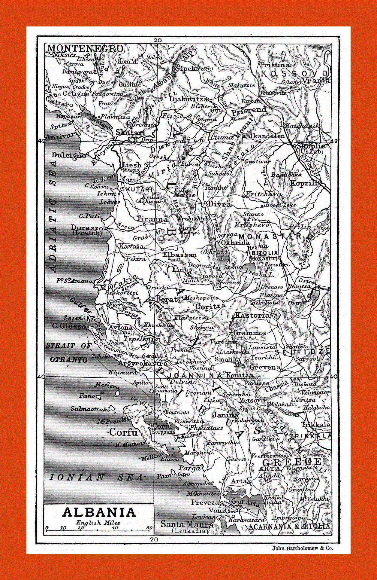 Old map of Albania - 1906