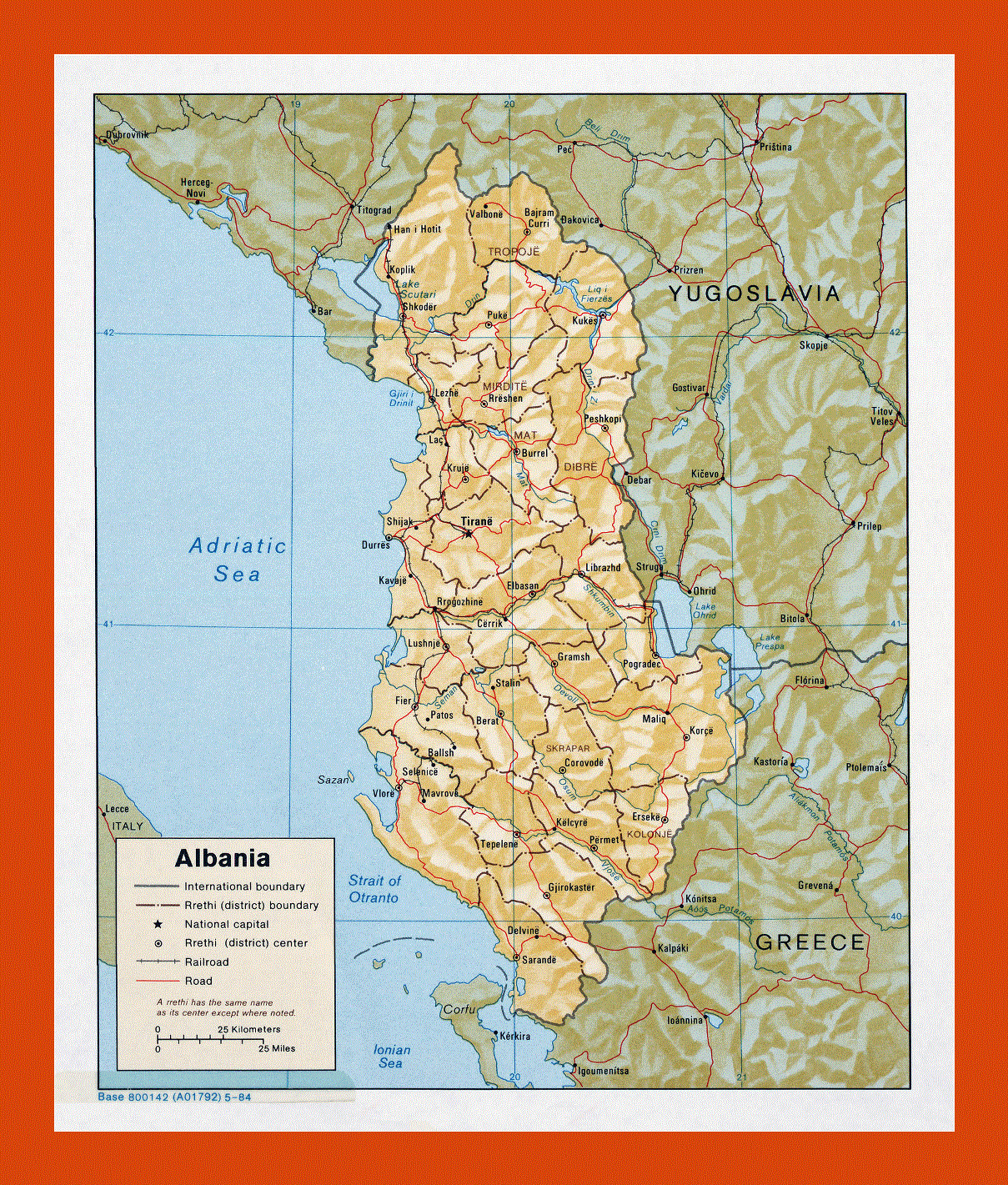 Political and administrative map of Albania - 1984