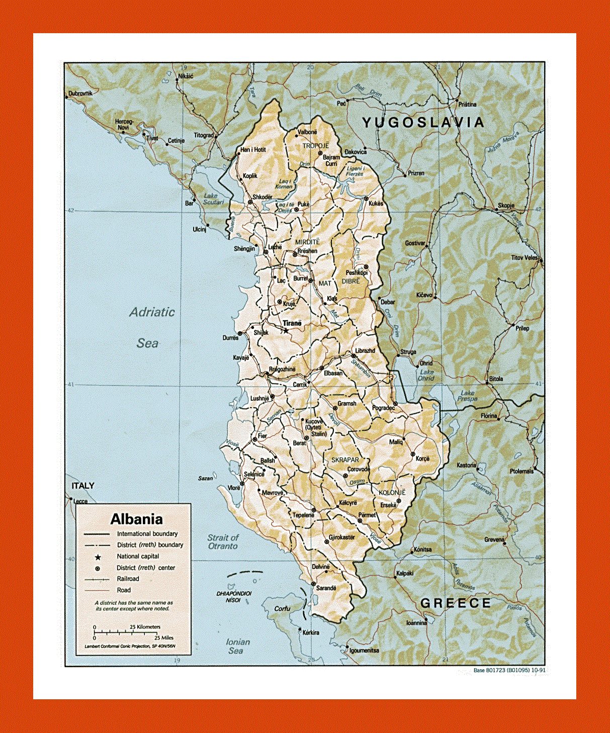Political and administrative map of Albania - 1991