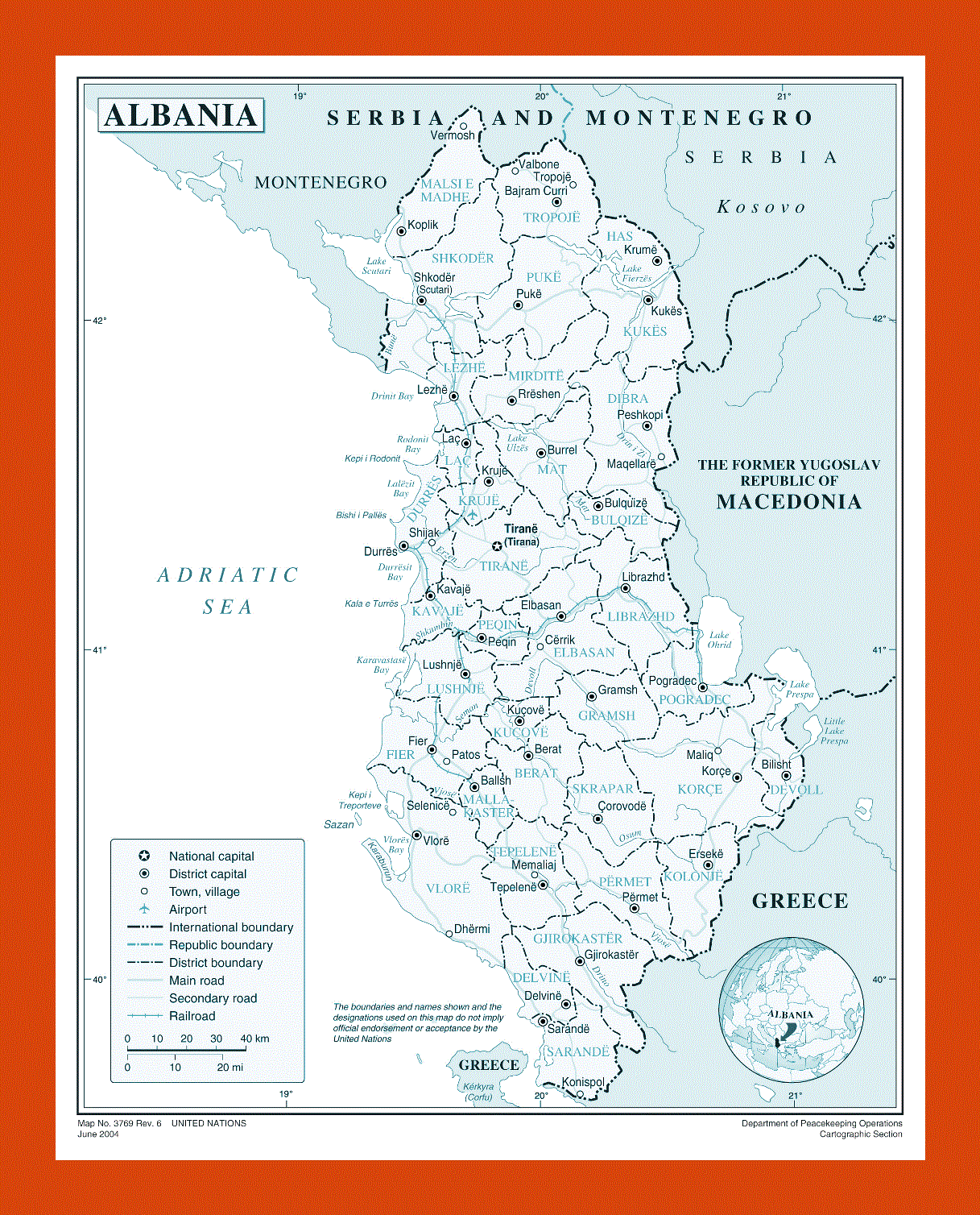 Political and administrative map of Albania