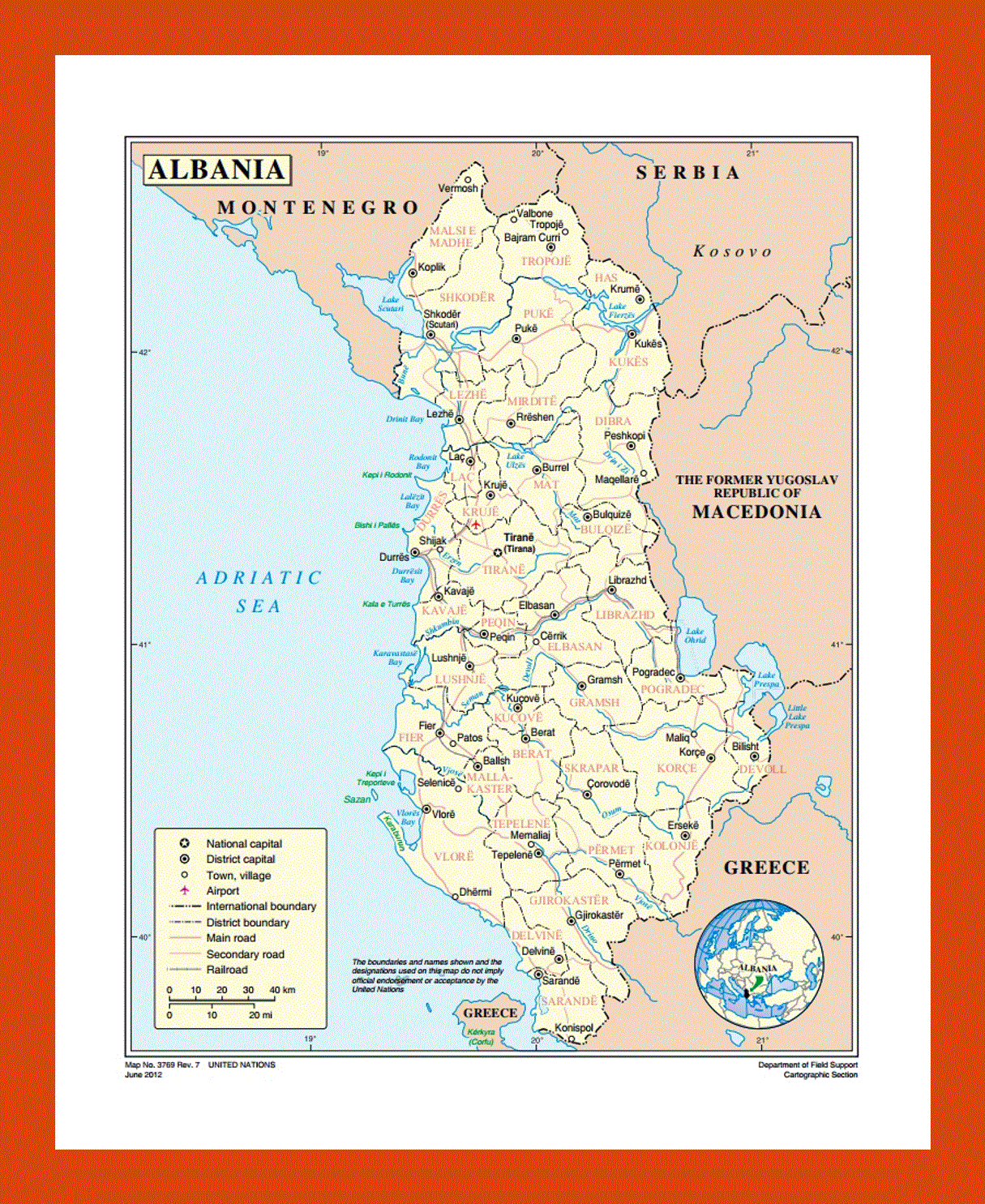 Political and administrative map of Albania