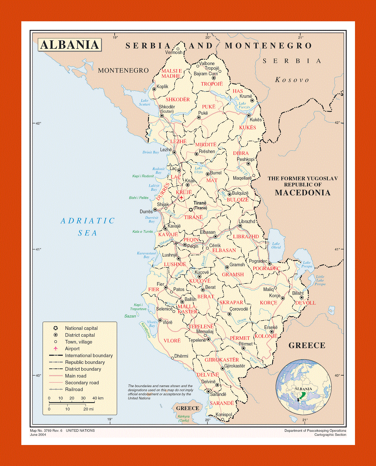 Political and administrative map of Albania