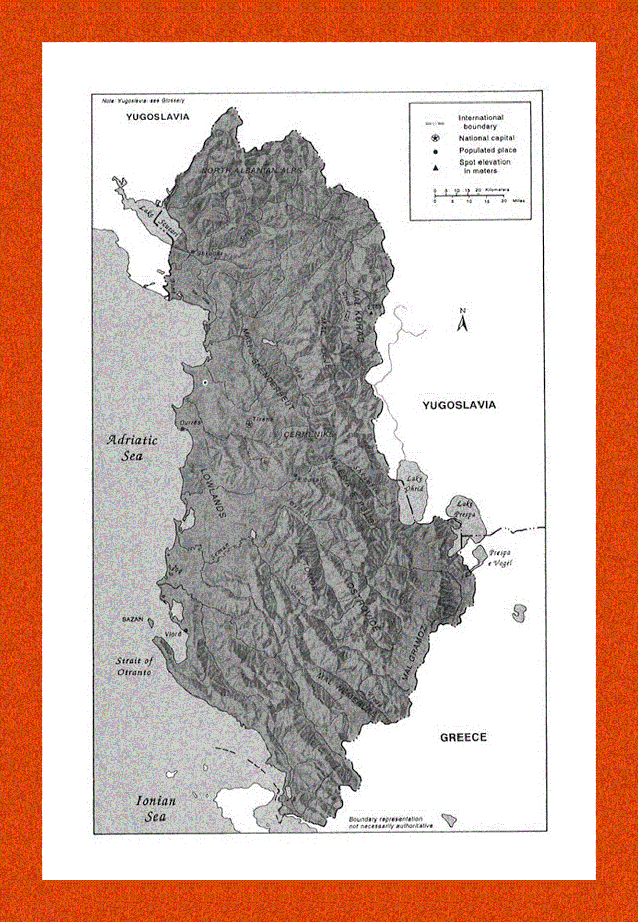 Relief map of Albania