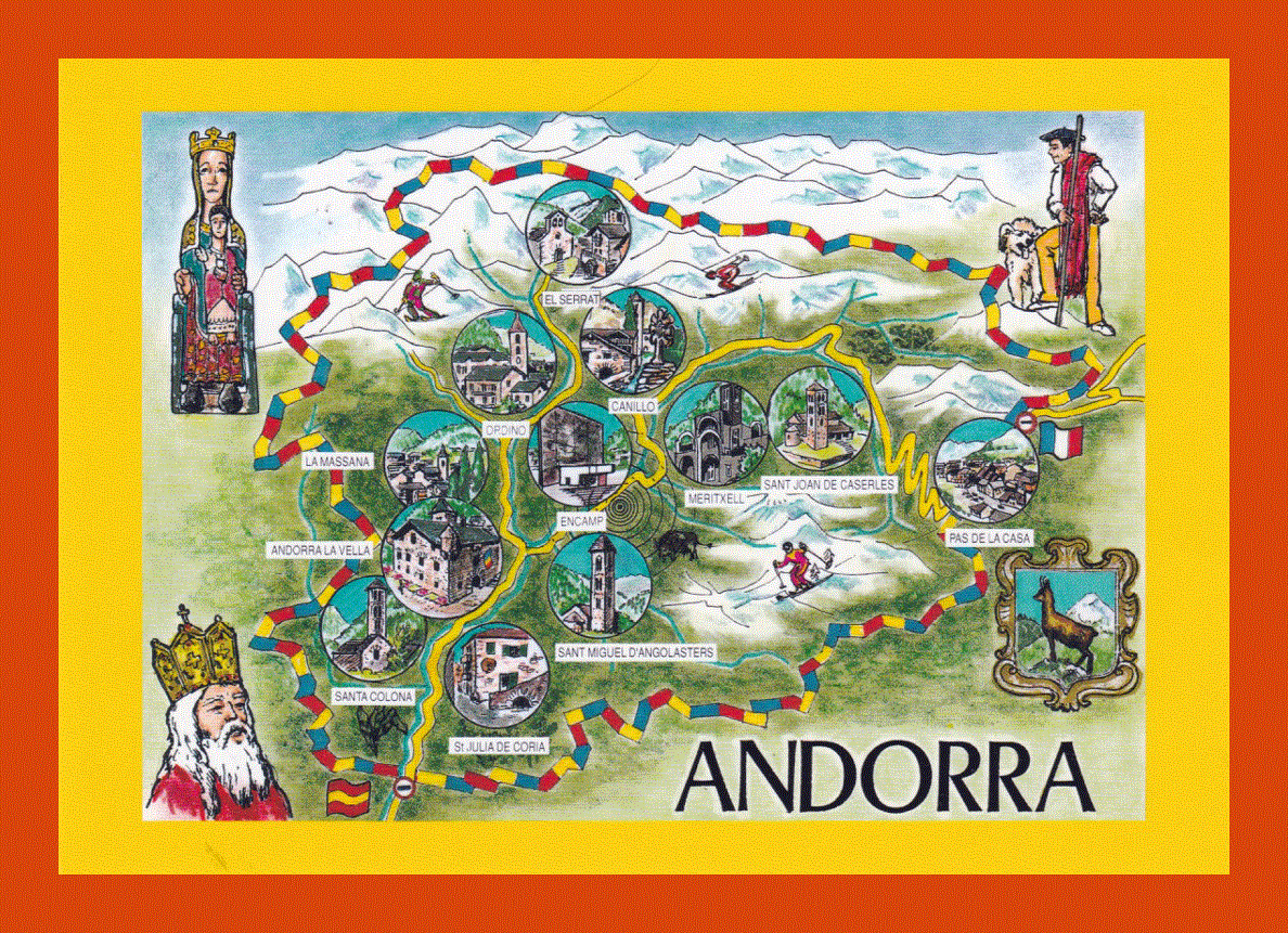 Andorra tourist illustrated map