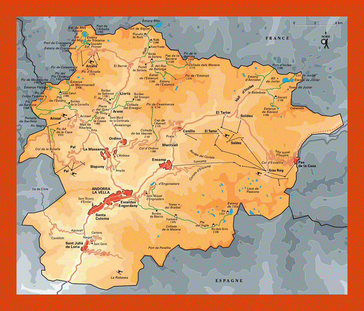 Elevation map of Andorra