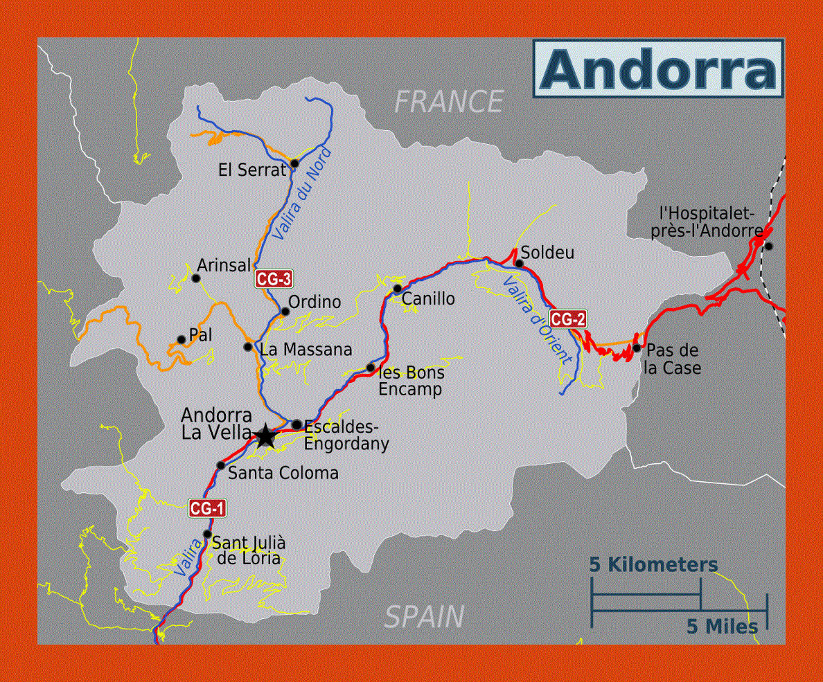 Political map of Andorra