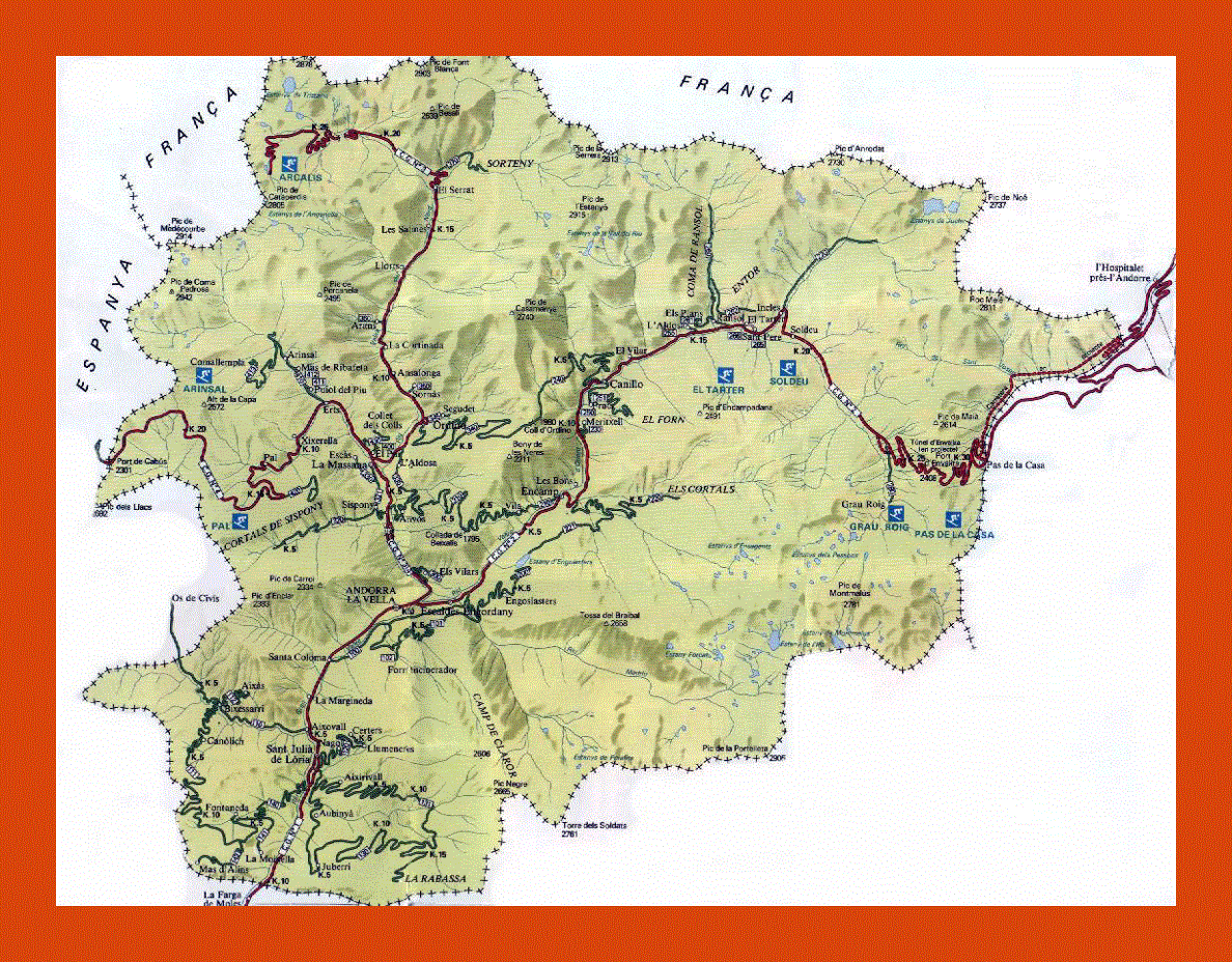 Road map of Andorra