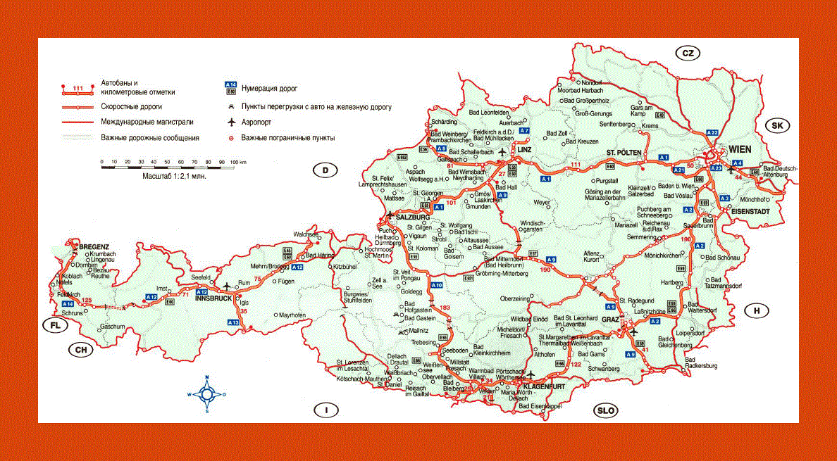 Highways map of Austria