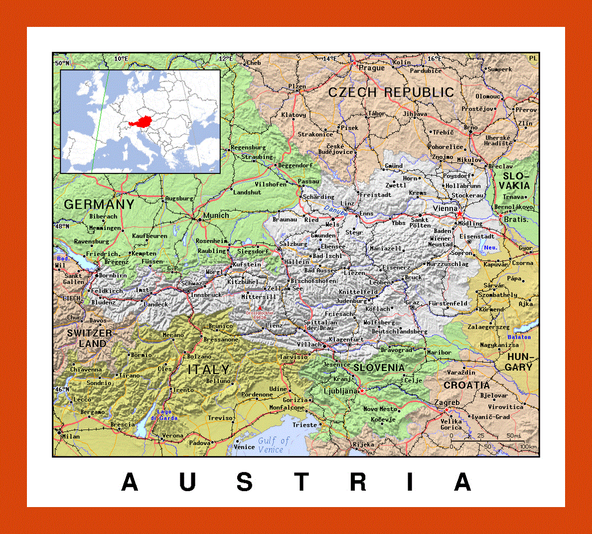 Political map of Austria