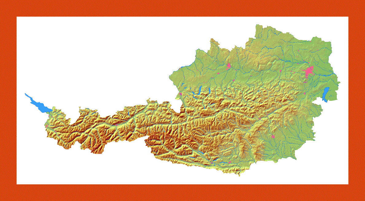 Relief map of Austria