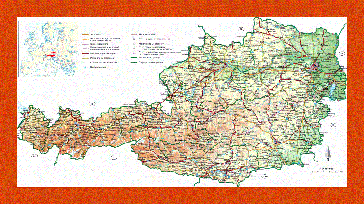 Road map of Austria