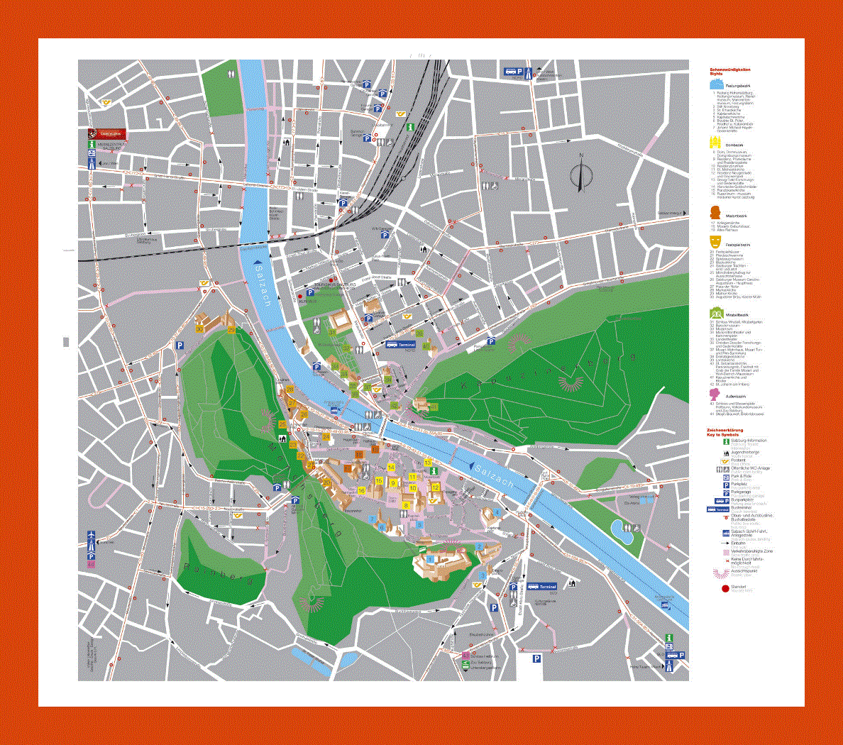 Tourist map of Salzburg city