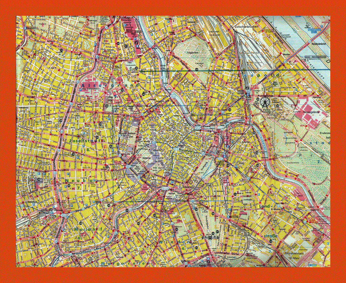 Map of center Vienna city