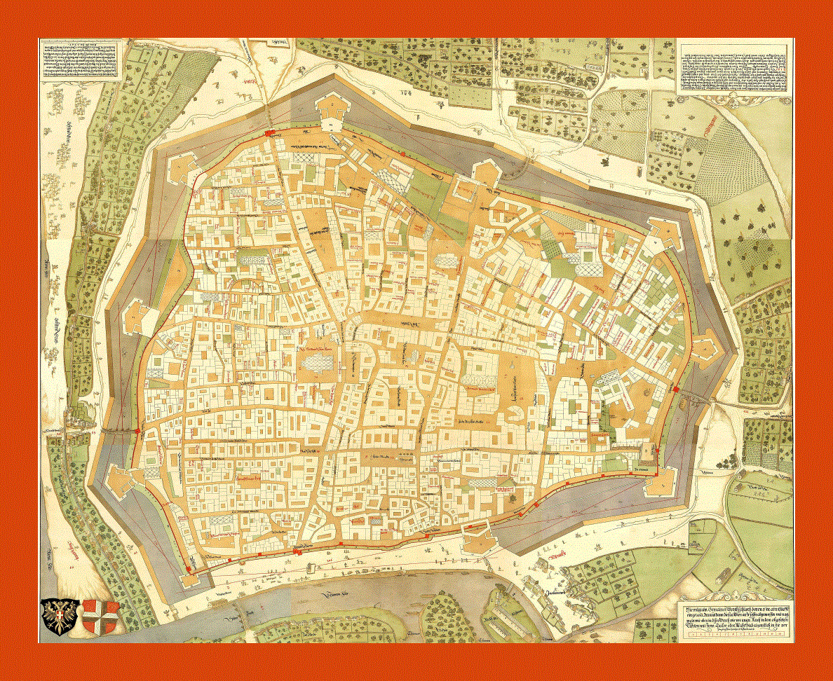Old map of Vienna city - 1547