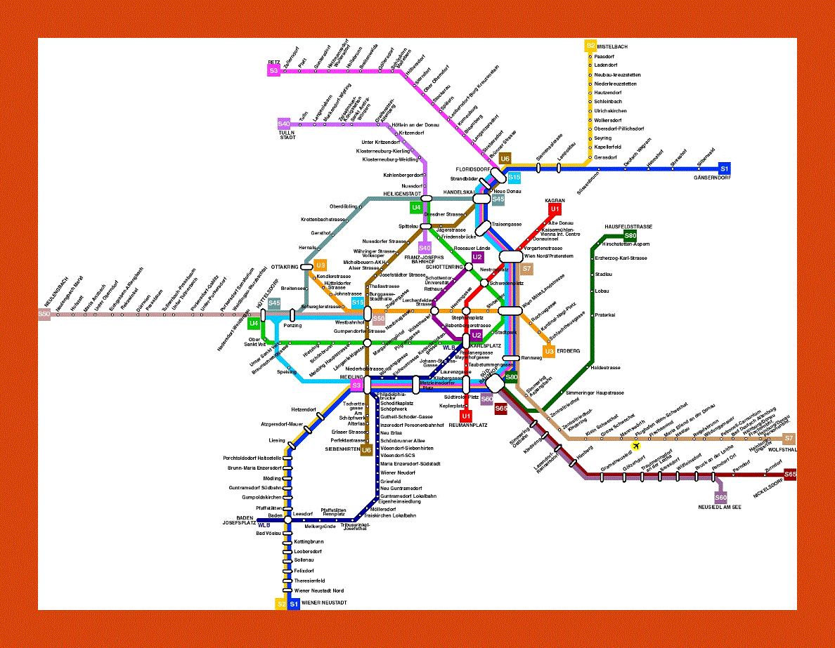 Public transportation map of Vienna city