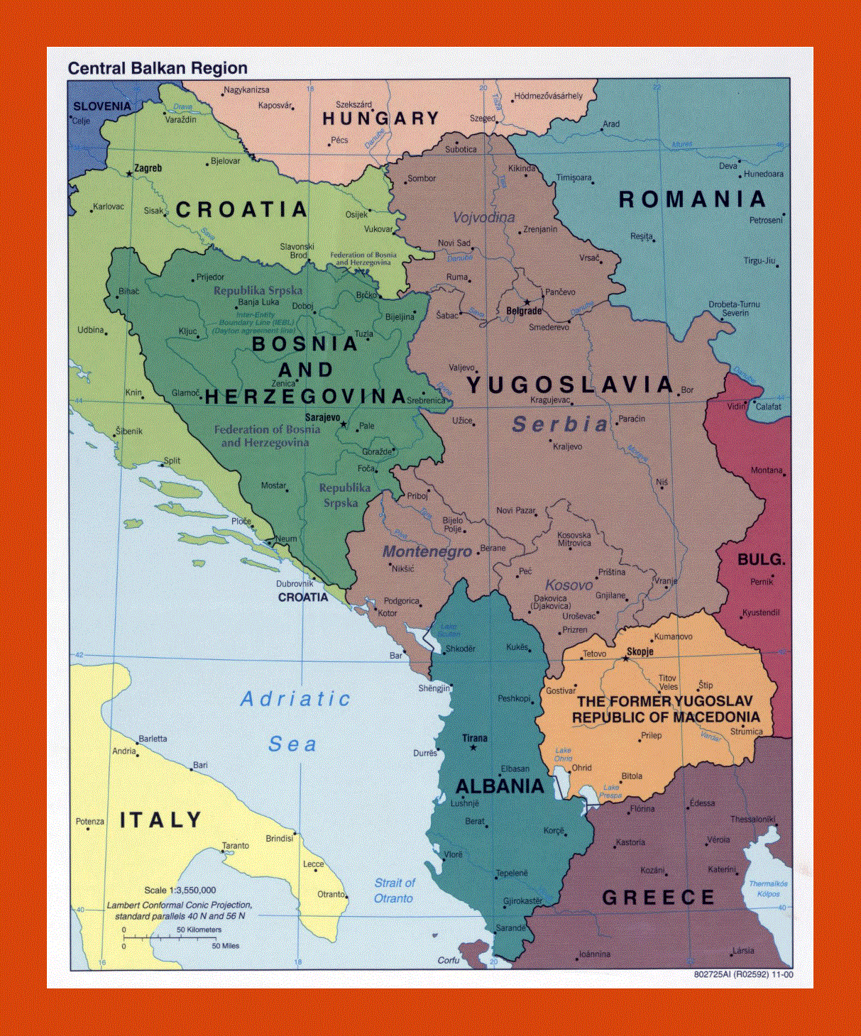 Political map of Central Balkan Region - 2000