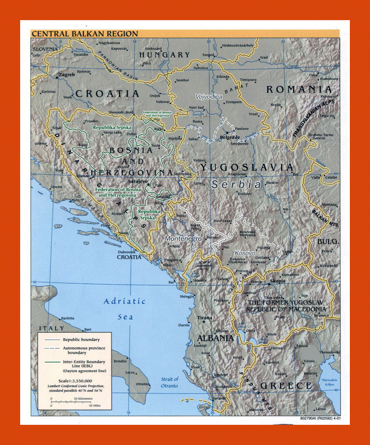 Political map of Central Balkan Region - 2001