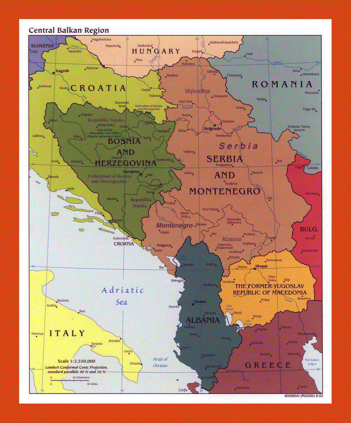 Political map of Central Balkan Region - 2003