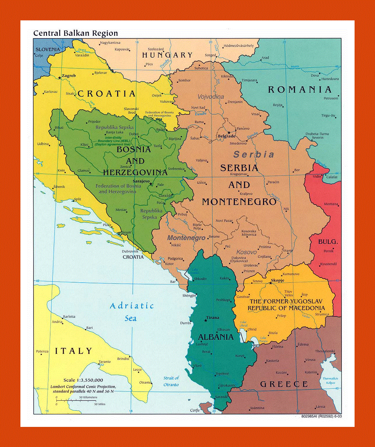 Political map of Central Balkan Region - 2003