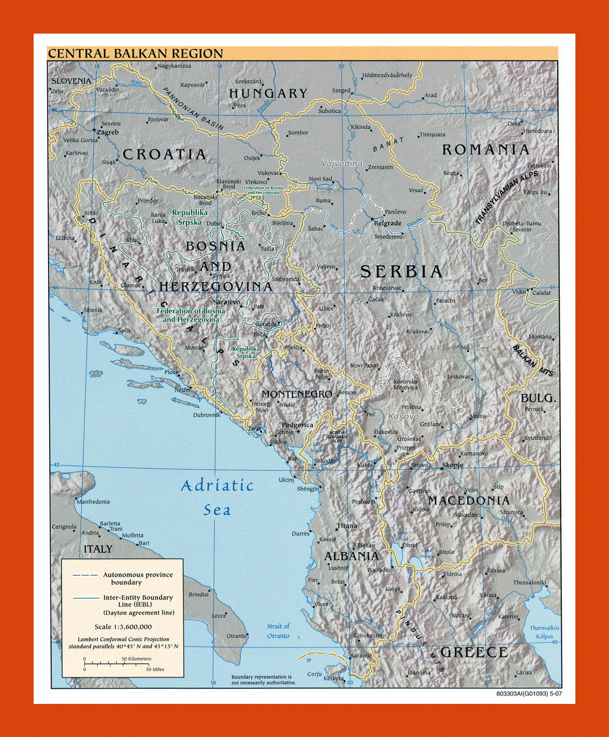 Political map of Central Balkan Region - 2007