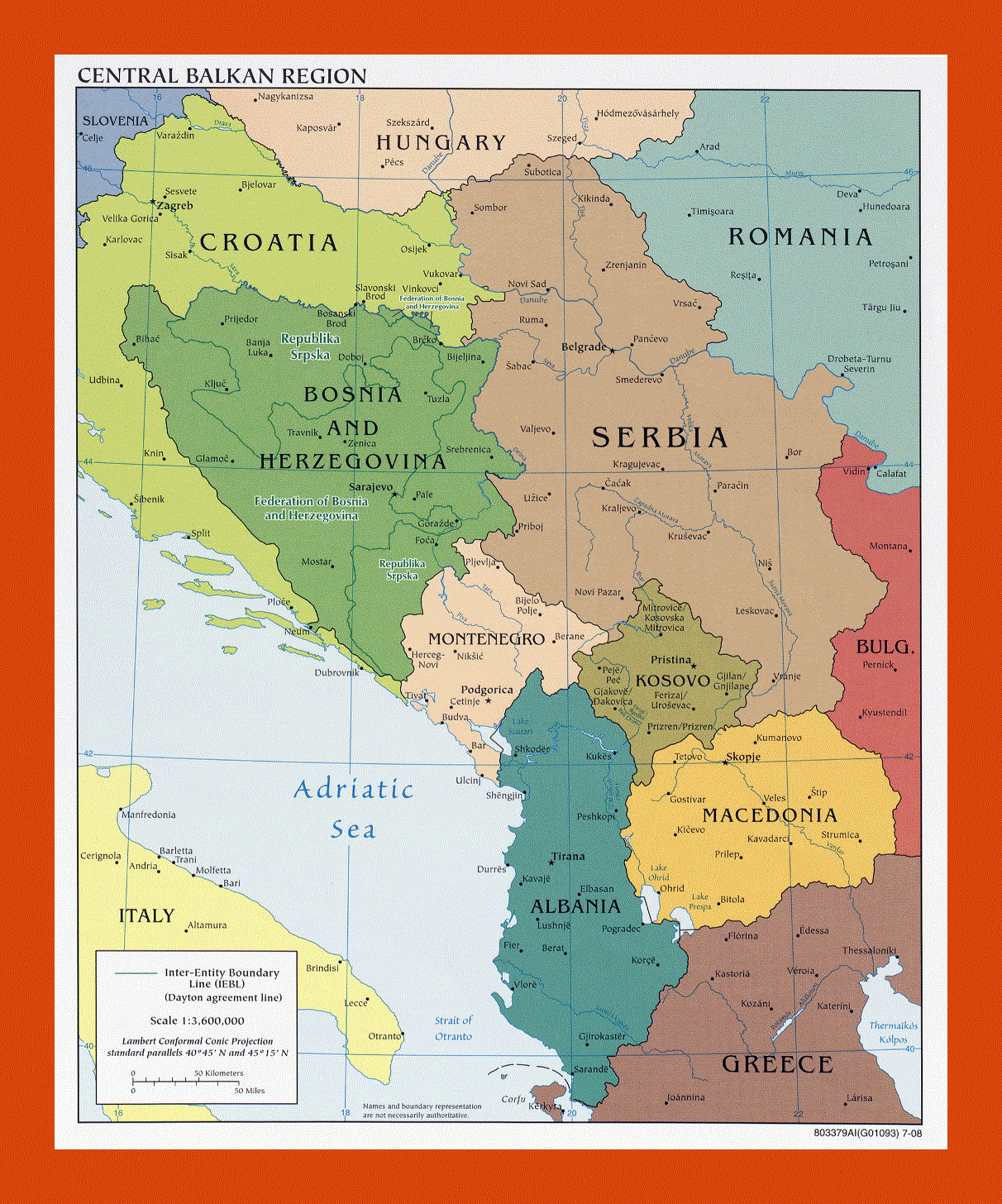 Political map of Central Balkan Region - 2008