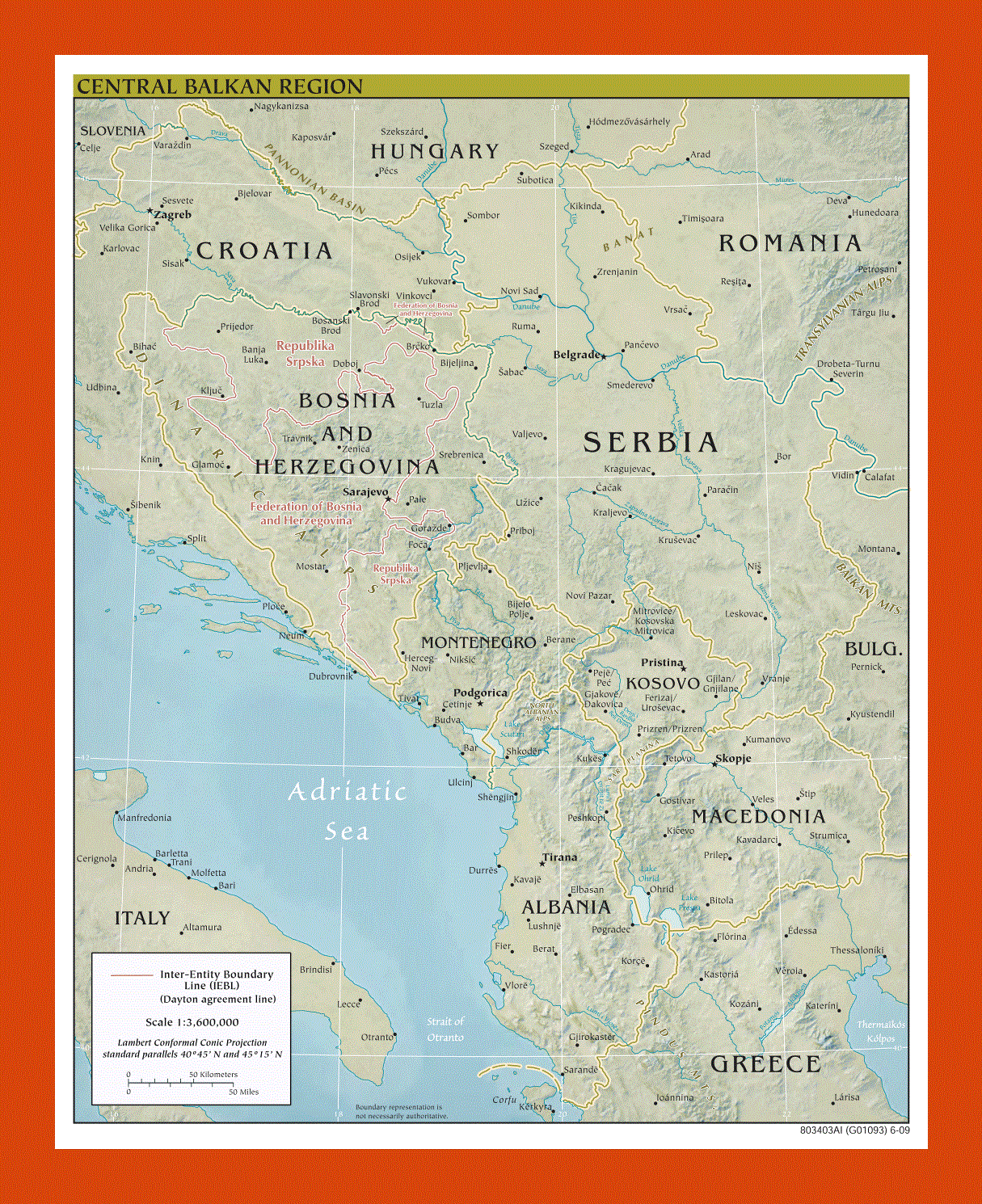 Political map of Central Balkan Region - 2009