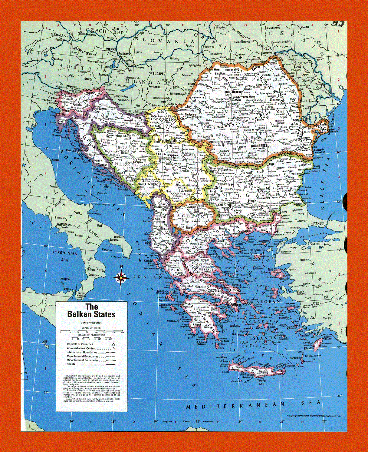 Political map of the Balkan States