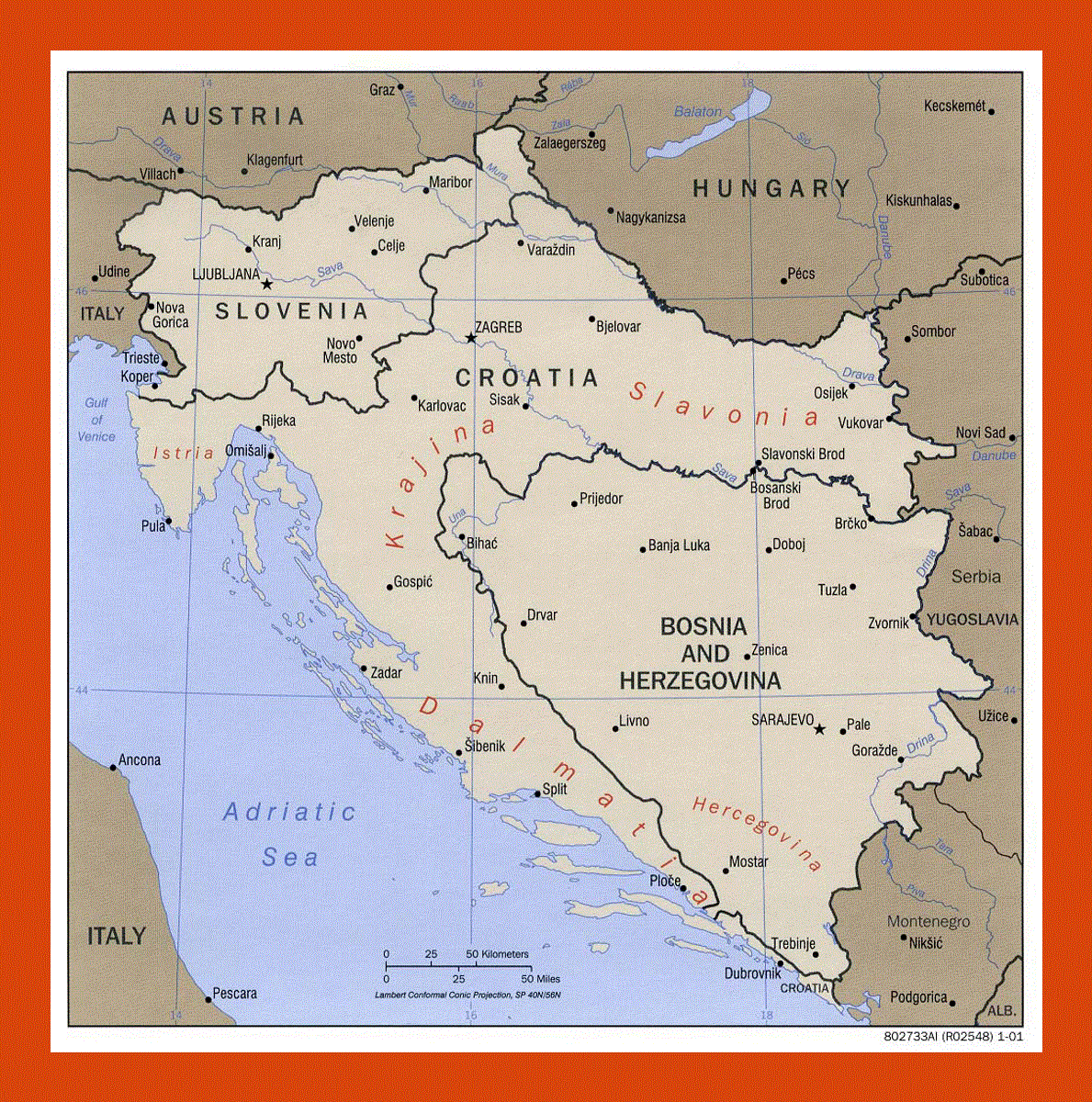 Political map of Western Balkans - 2001