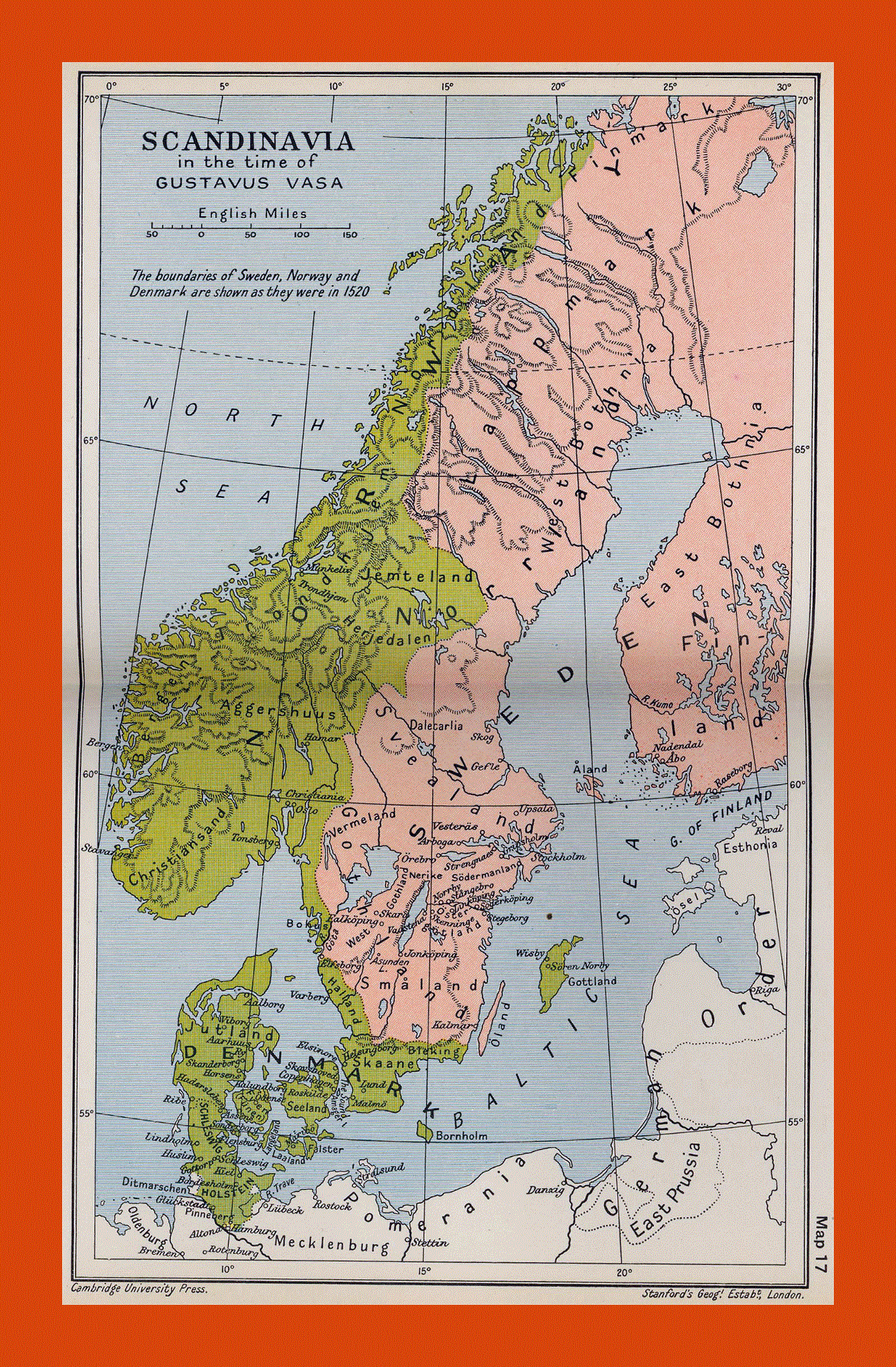 Old map of Scandinavia - 1523
