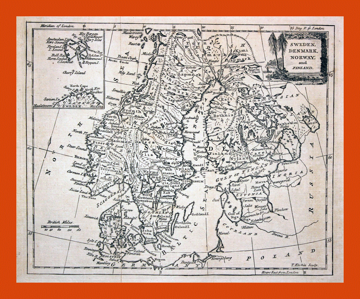 Old map of Scandinavia - 1780