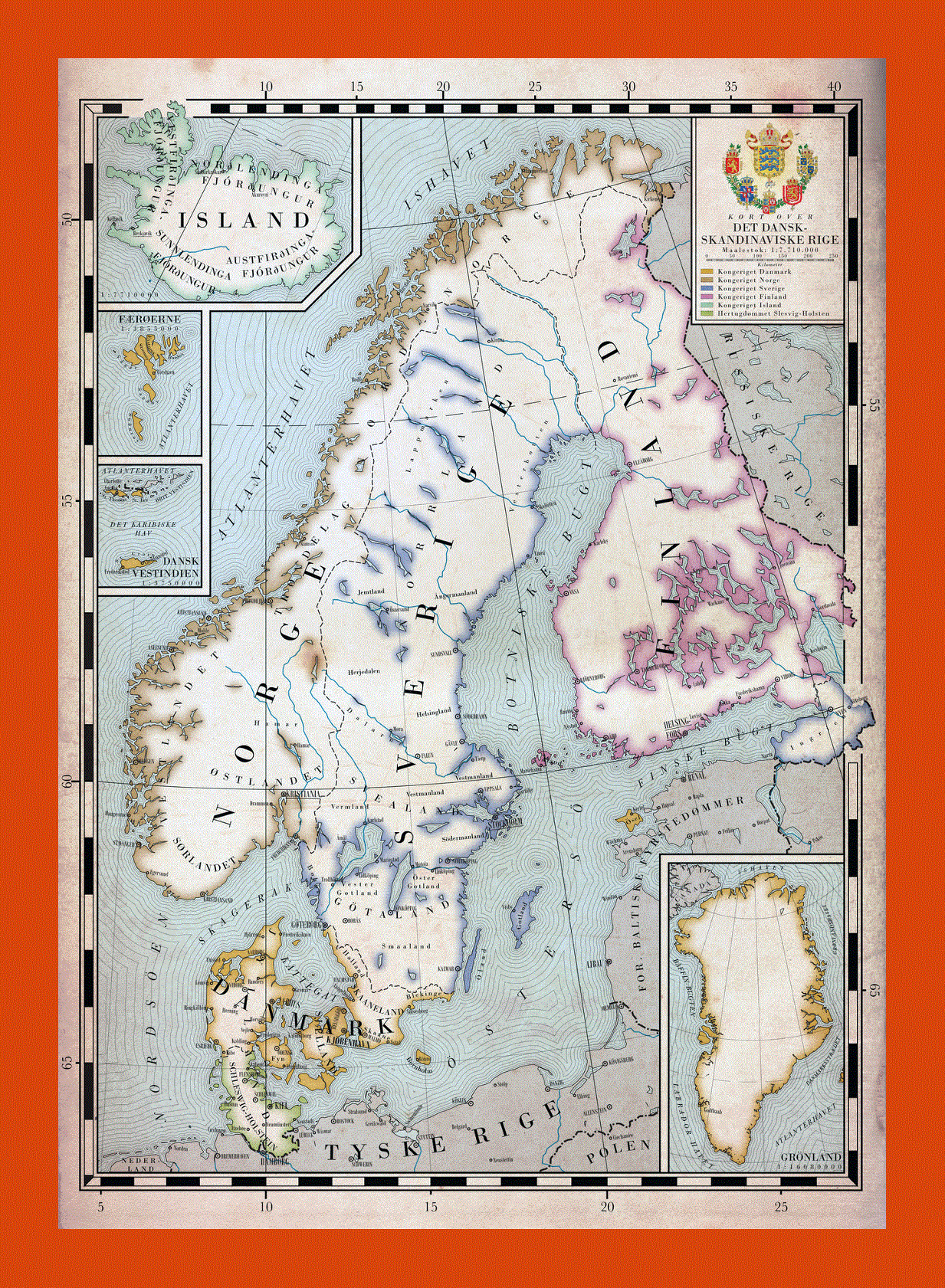 Old map of Scandinavia