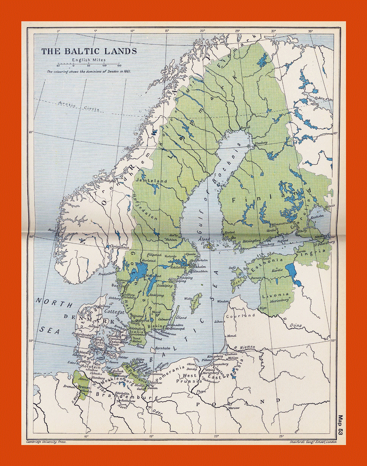 Old map of the Baltic Lands - 1661