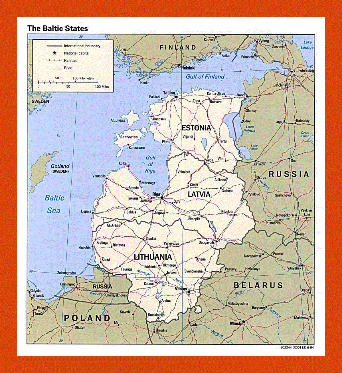 Political map of the Baltic States - 1994