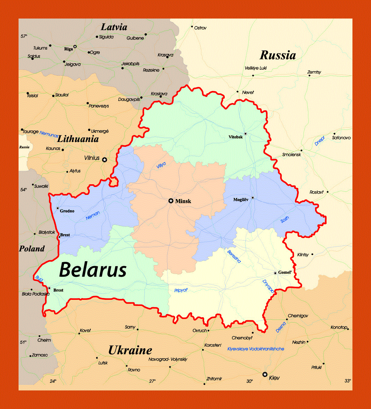 Administrative map of Belarus