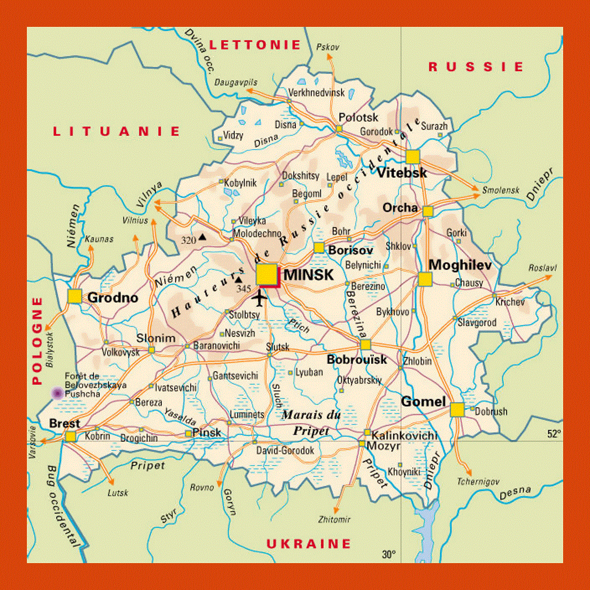 Elevation map of Belarus