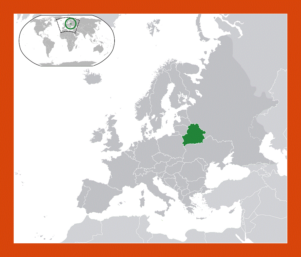 Location map of Belarus in the World