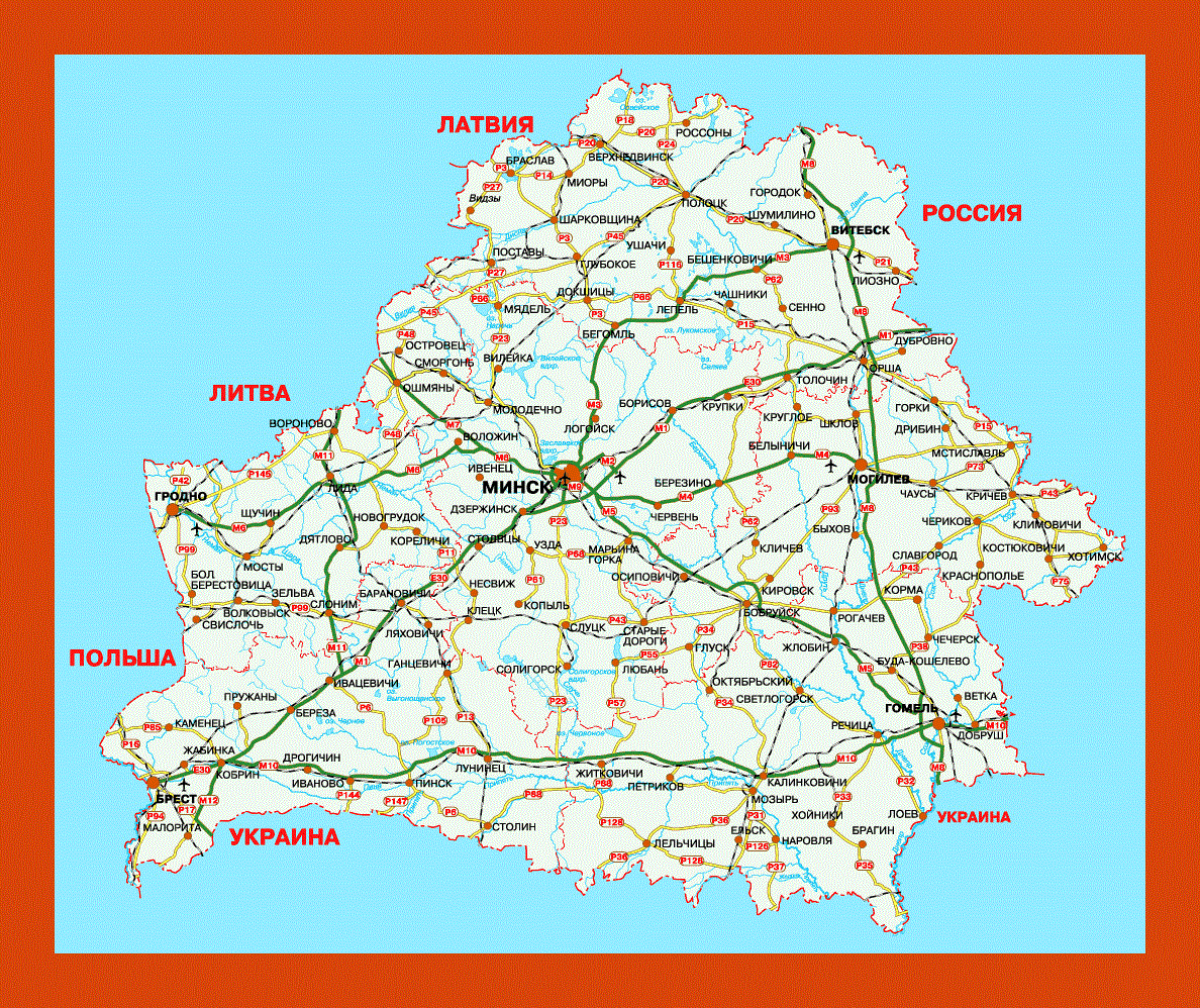 Road map of Belarus in russian