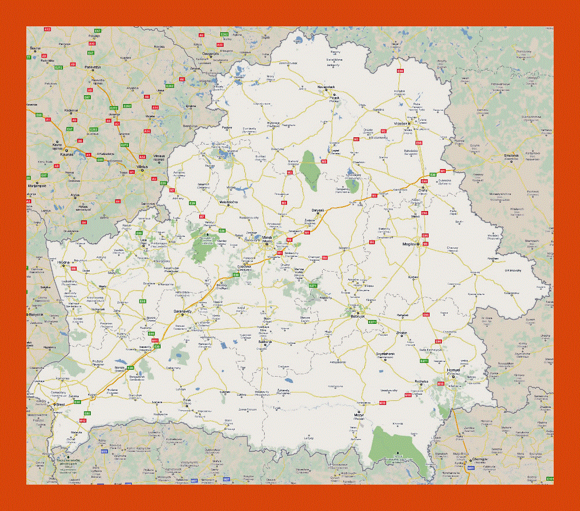 Road map of Belarus