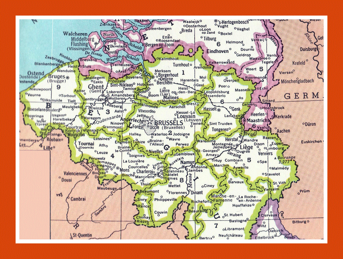 Administrative map of Belgium