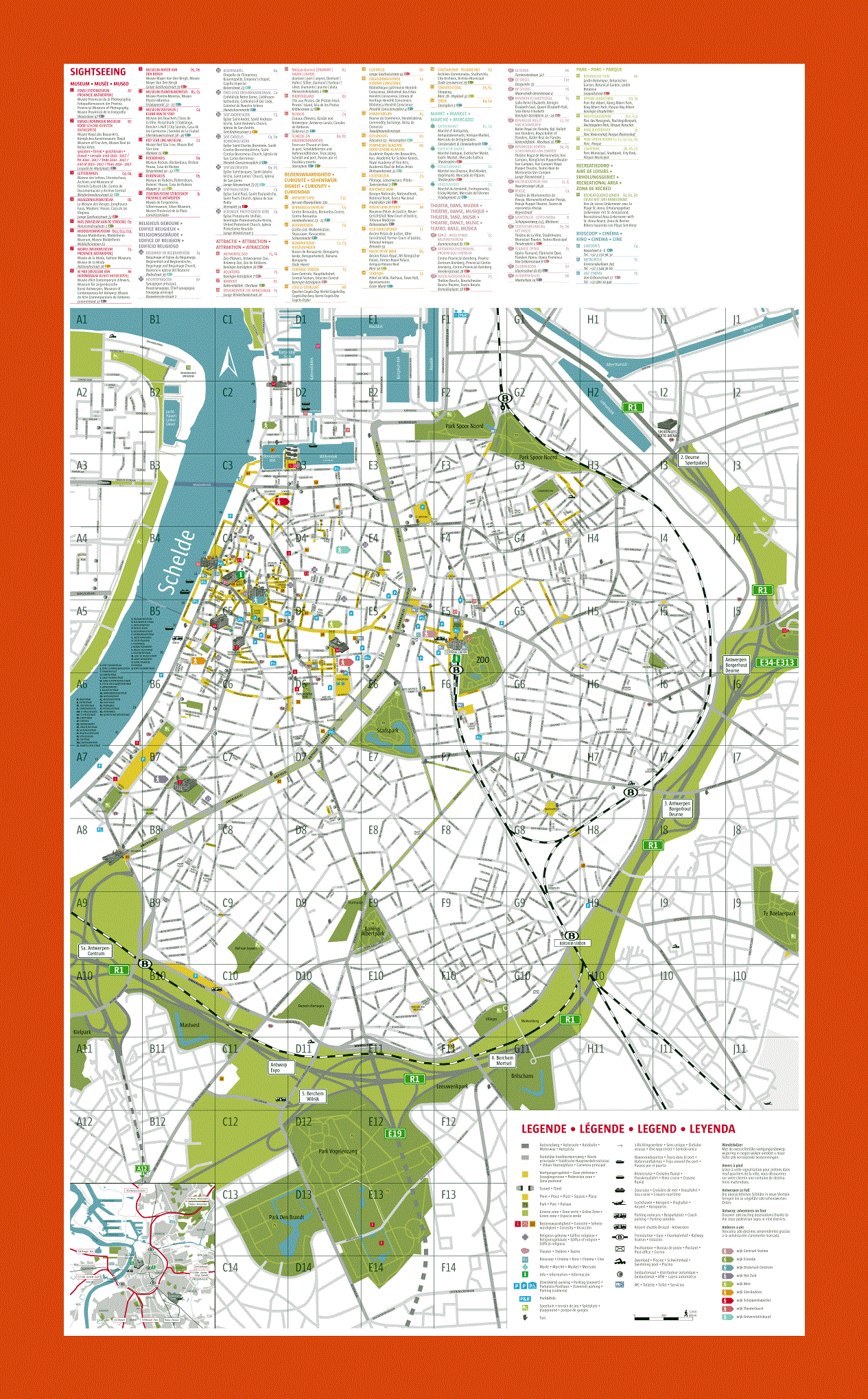 Tourist map of Antwerpen city