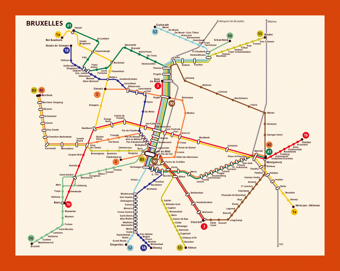 Metro map of Brussels city