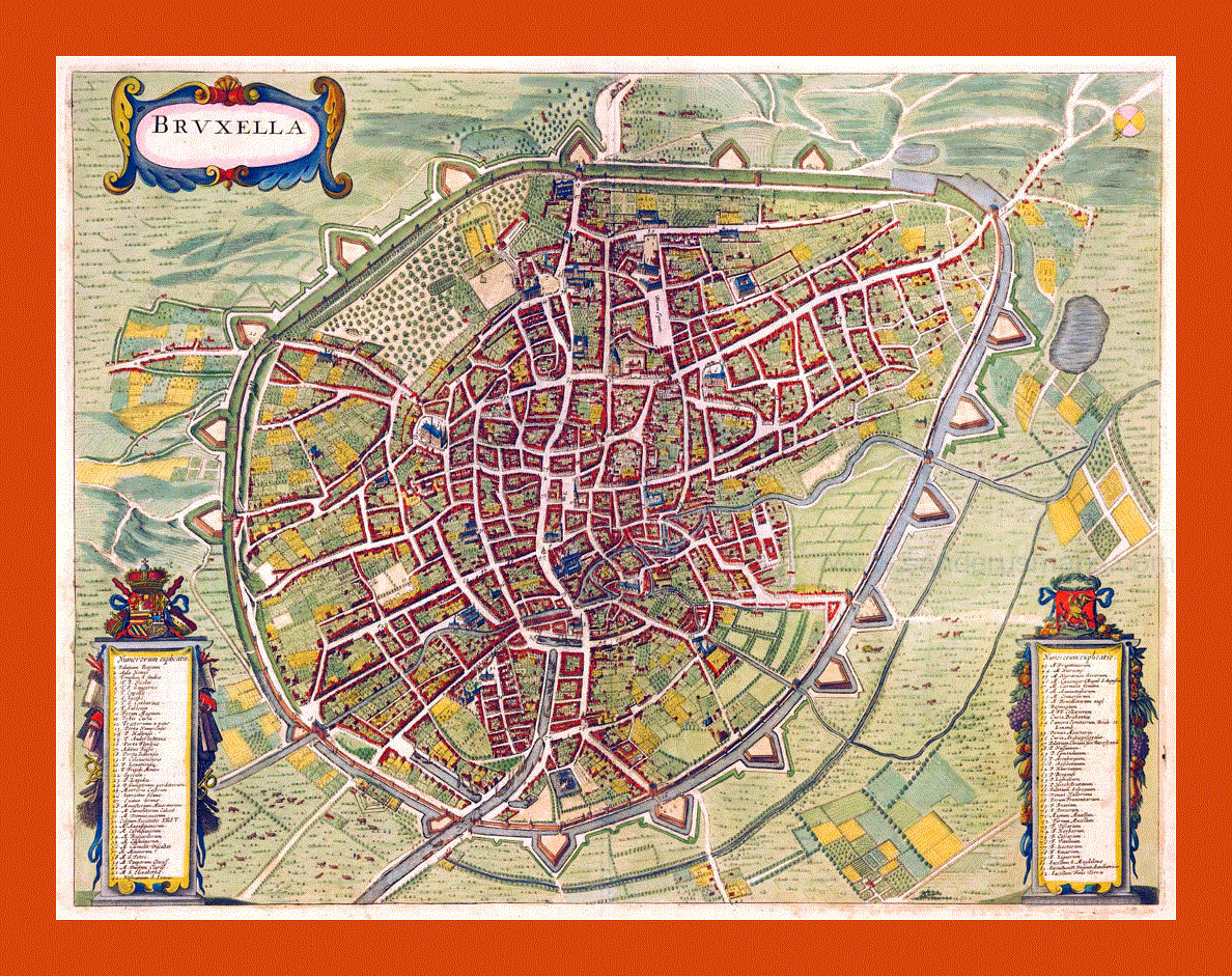 Old map of Brussels city - 1657