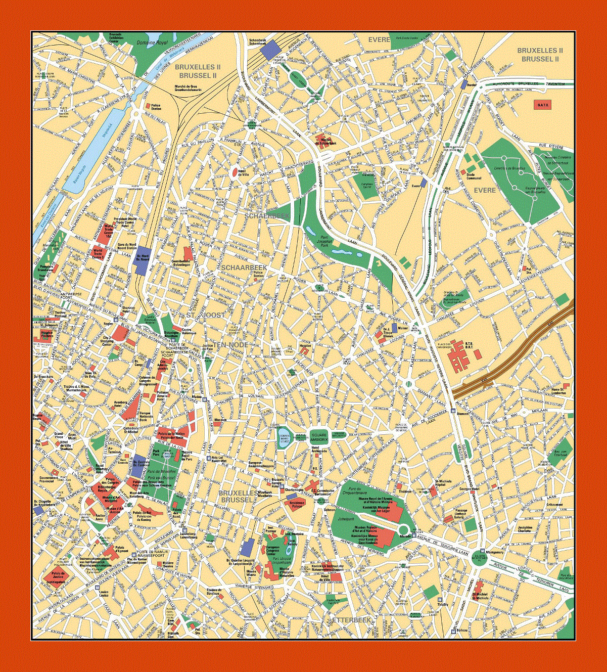 Road map of Brussels city center